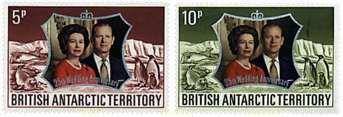Sellos: 36465 MNH ANTARTIDA BRITANICA 1972 BODAS DE PLATA DE ISABEL II