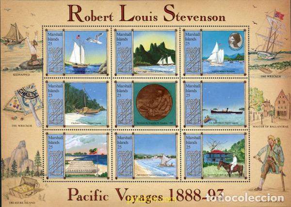 Sellos: 275984 MNH MARSHALL Islas 1988 LOS VIAJES AL PACIFICO DEL ESCRITOR ROBERT LOUIS STEVENSON