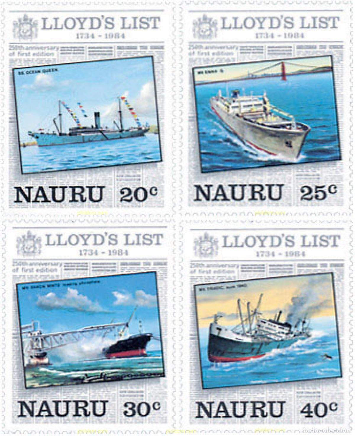 Sellos: 37742 MNH NAURU 1984 250 ANIVERSARIO DE LA LISTA DE LLOYD