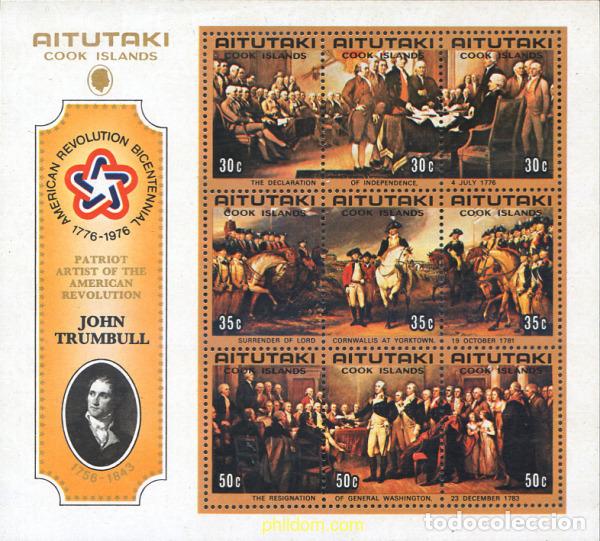 Sellos: 53601 MNH AITUTAKI 1976 BICENTENARIO DE LA INDEPENDENCIA DE LOS ESTADOS UNIDOS
