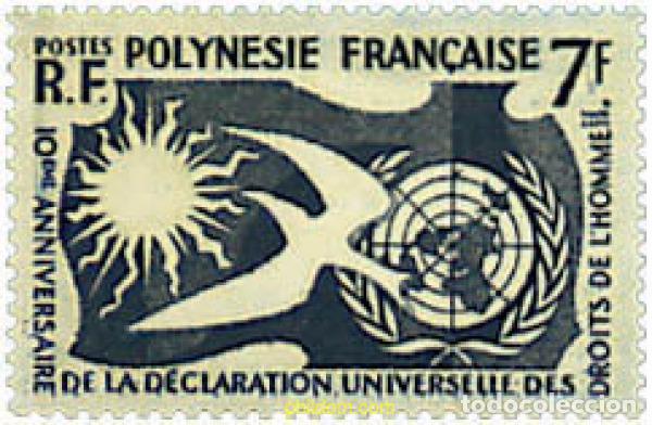Sellos: 673169 HINGED POLINESIA FRANCESA 1958 10 ANIVERSARIO DE LA DECLARACION UNIVERSAL DE LOS DERECHOS HU