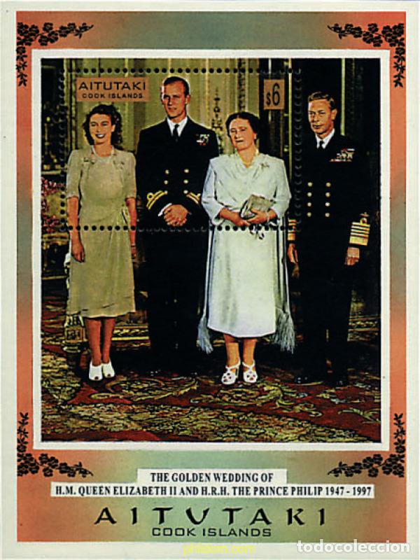 Selos: 42918 MNH AITUTAKI 1997 BODAS DE ORO DE ISABEL II.
