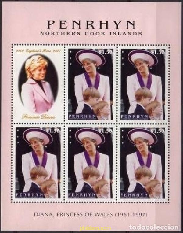 Sellos: 11648 MNH PENRHYN 1998 HOMENAJE A LA PRINCESA DIANA DE GALES