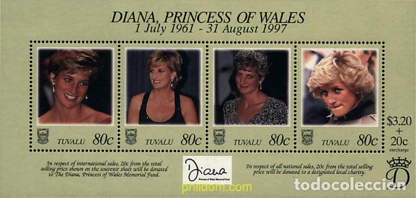 Sellos: 39543 MNH TUVALU 1998 HOMENAJE A LA PRINCESA DIANA DE GALES