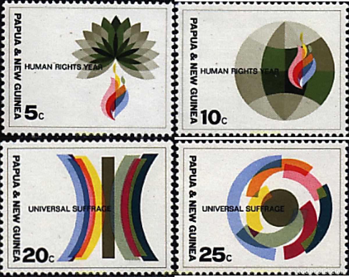 Briefmarken: 45017 MNH PAPUA NUEVA GUINEA 1968 A&Ntilde;O INTERNACIONAL DE LOS DERECHOS HUMANOS Y SUFRAGIO UNIVERSAL