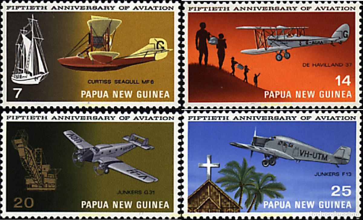Sellos: 45028 MNH PAPUA NUEVA GUINEA 1972 50 ANIVERSARIO DE LA AVIACION EN PAPUA