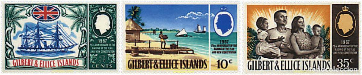 Sellos: 89725 MNH GILBERT Y ELLICE 1967 75 ANIVERSARIO DEL PROTECTORADO BRITANICO Y LA NUEVA CONSTITUCION