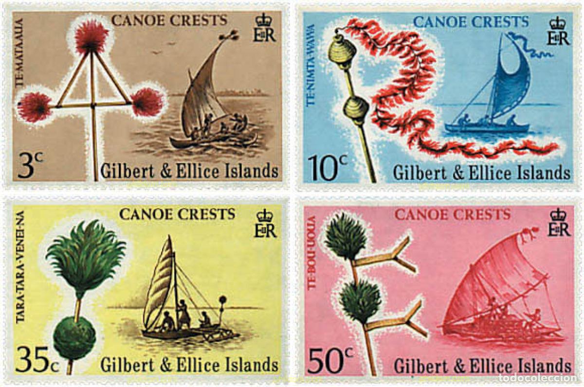 Sellos: 43710 MNH GILBERT Y ELLICE 1974 EMBLEMAS DE CANOAS