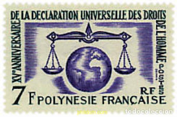 Sellos: 43490 MNH POLINESIA FRANCESA 1963 15 ANIVERSARIO DE LA DECLARACION DE LOS DERECHOS HUMANOS