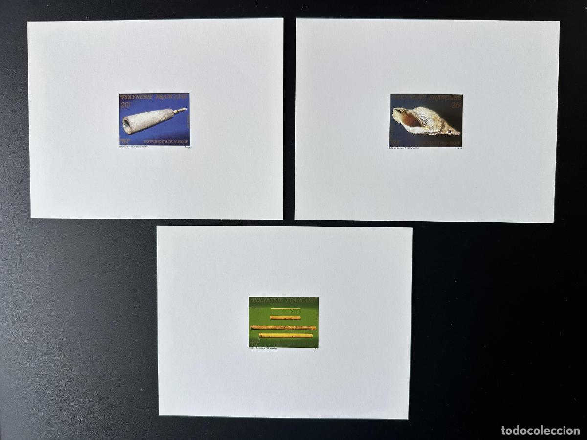 Sellos: Flauta YT 282-284 de French Polynesia 1987 a prueba lujo concha bamb&uacute;