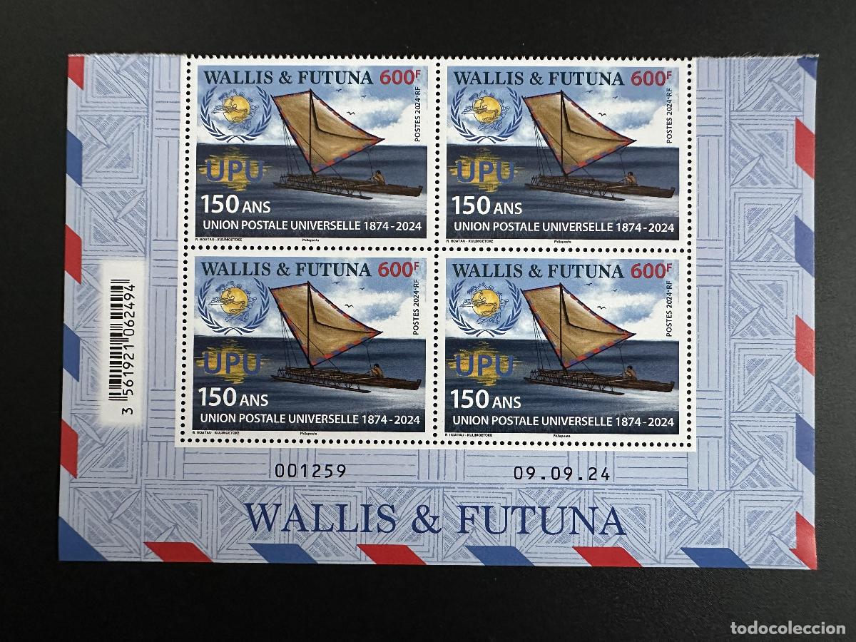 Sellos: Wallis y Futuna 2024 Mi.? bloque 4 fechado hace 150 a&ntilde;os: UPU (Uni&oacute;n Postal Universal)