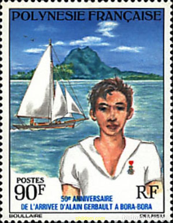 Sellos: 43553 MNH POLINESIA FRANCESA 1976 50 ANIVERSARIO DE LA LLEGADA A BORA BORA DE ALAIN GERBAULT