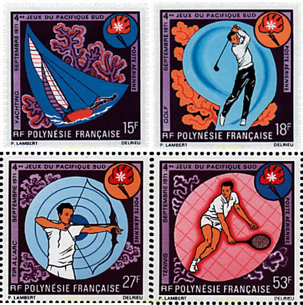 Sellos: 48056 MNH POLINESIA FRANCESA 1971 4 JUEGOS DEL PACIFICO SUR