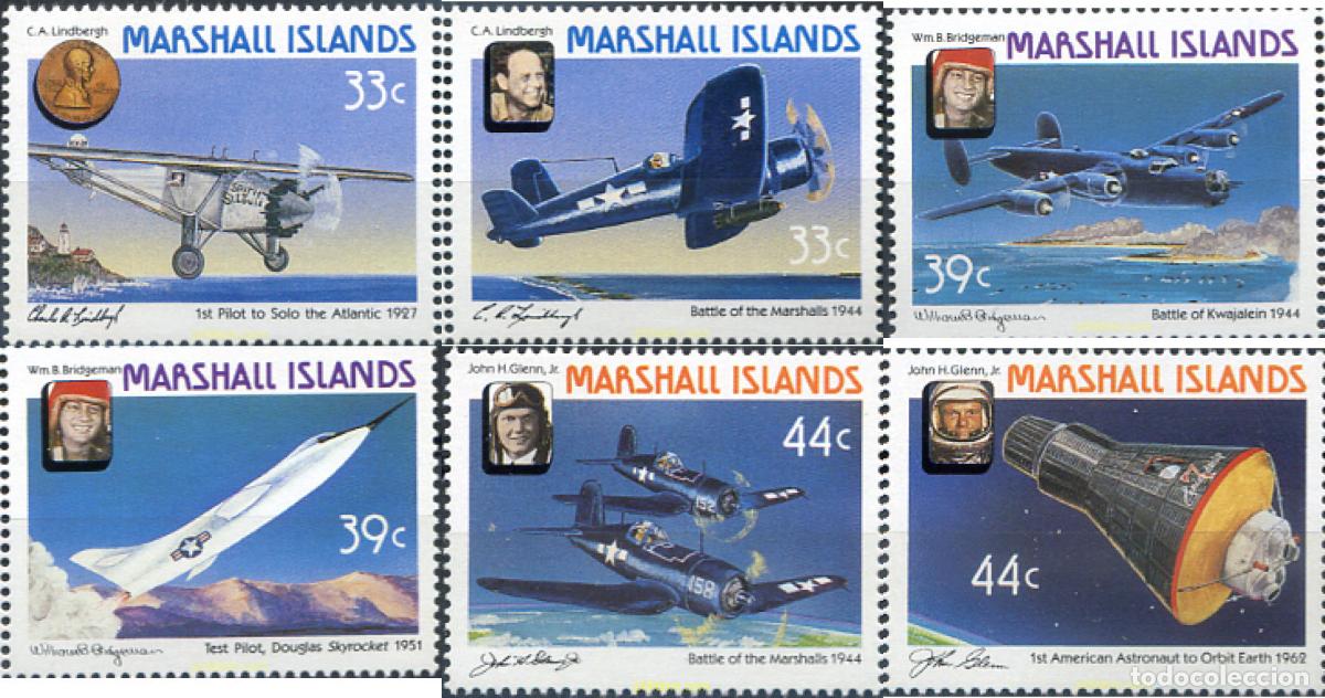 Sellos: 44288 MNH MARSHALL Islas 1987 PIONEROS DE LA AVIACION