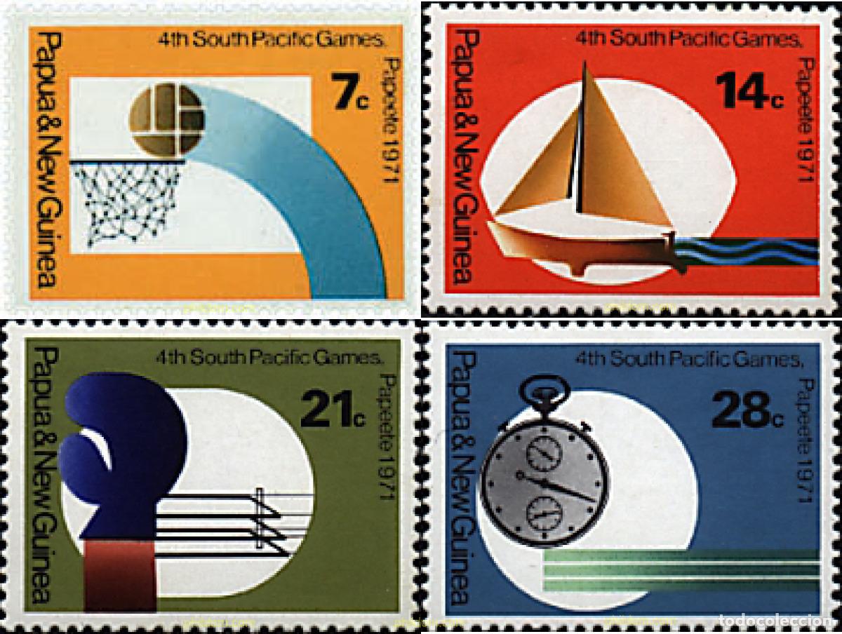 Sellos: 251740 HINGED PAPUA NUEVA GUINEA 1971 4 JUEGOS DEL PACIFICO SUR