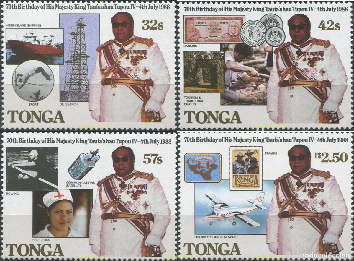 Sellos: 266150 MNH TONGA 1988 70 ANIVERSARIO DE S. M. TAUFA AHAU TUPOU IV