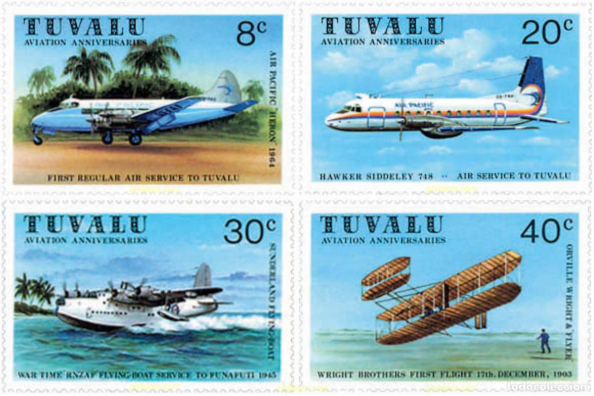 Sellos: 42857 MNH TUVALU 1980 PIONEROS DE LA AVIACION
