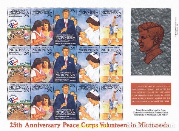 Sellos: 8348 MNH MICRONESIA 1992 25 ANIVERSARIO DE LA PRESENCIA DE LOS CUERPOS DE LA PAZ