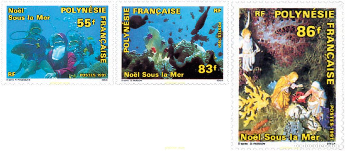 Sellos: 43637 MNH POLINESIA FRANCESA 1991 NAVIDAD BAJO EL MAR