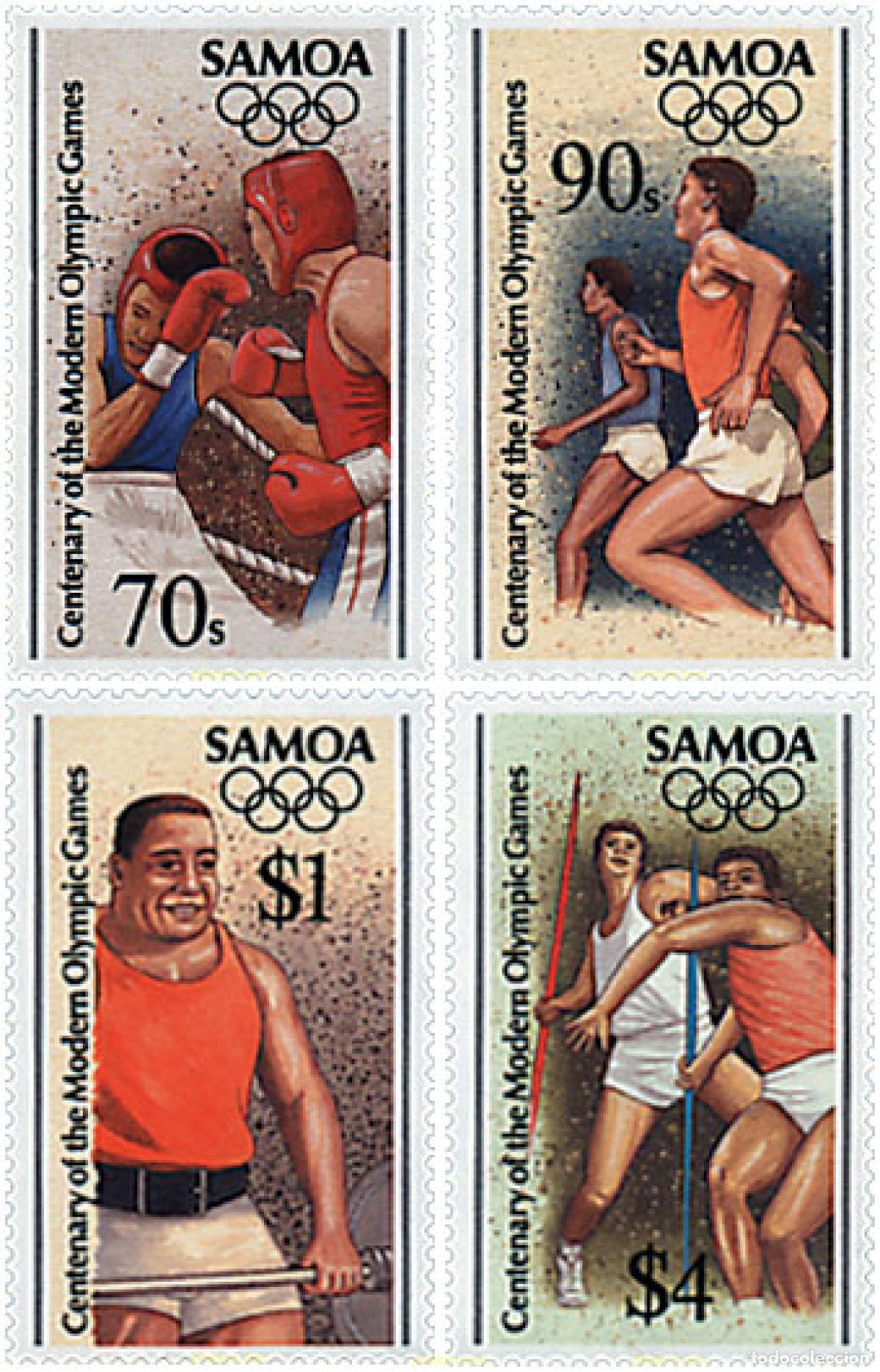 Sellos: 45560 MNH SAMOA 1996 CENTENARIO DE LOS JUEGOS OLIMPICOS