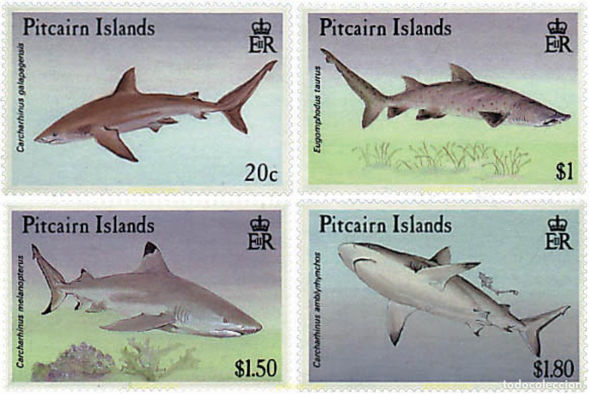 Francobolli: 45258 MNH PITCAIRN Islas 1992 TIBURONES