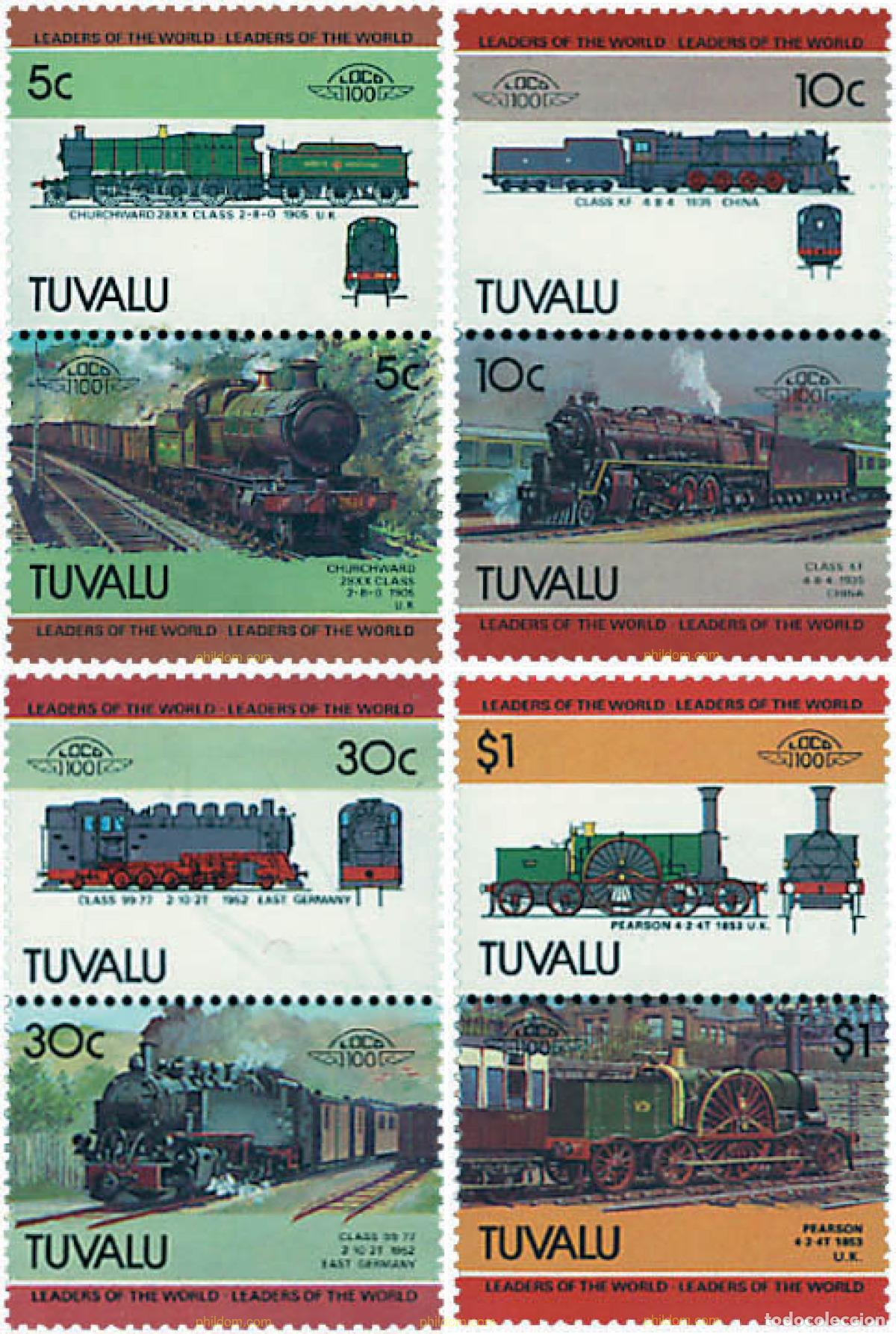 Sellos: 6335 MNH TUVALU 1985 LOCOMOTORAS