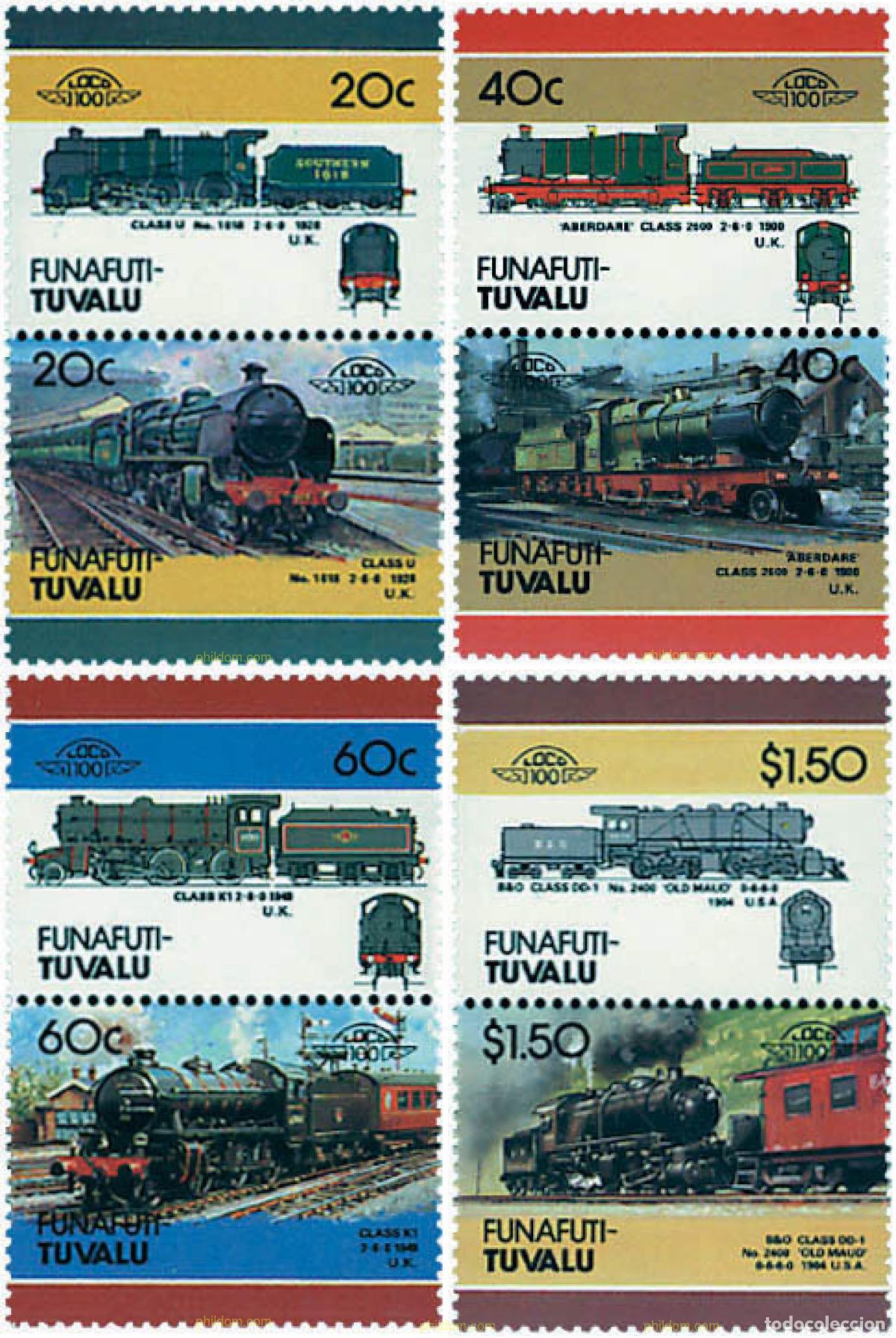 Sellos: 6340 MNH TUVALU. Funafuti 1986 LOCOMOTORAS