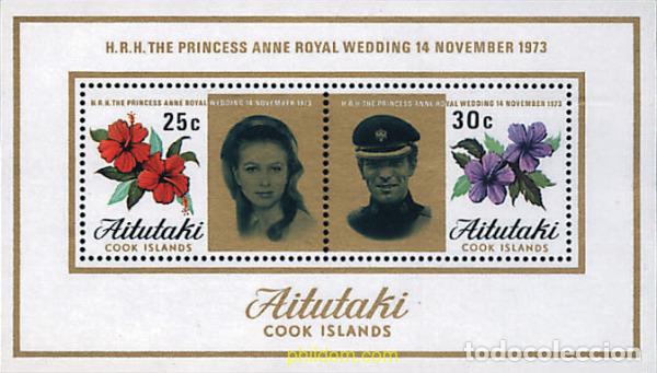 Sellos: 81991 MNH AITUTAKI 1973 BODA DE LA PRINCESA ANA Y EL CAPITAN MARK PHILLIPS