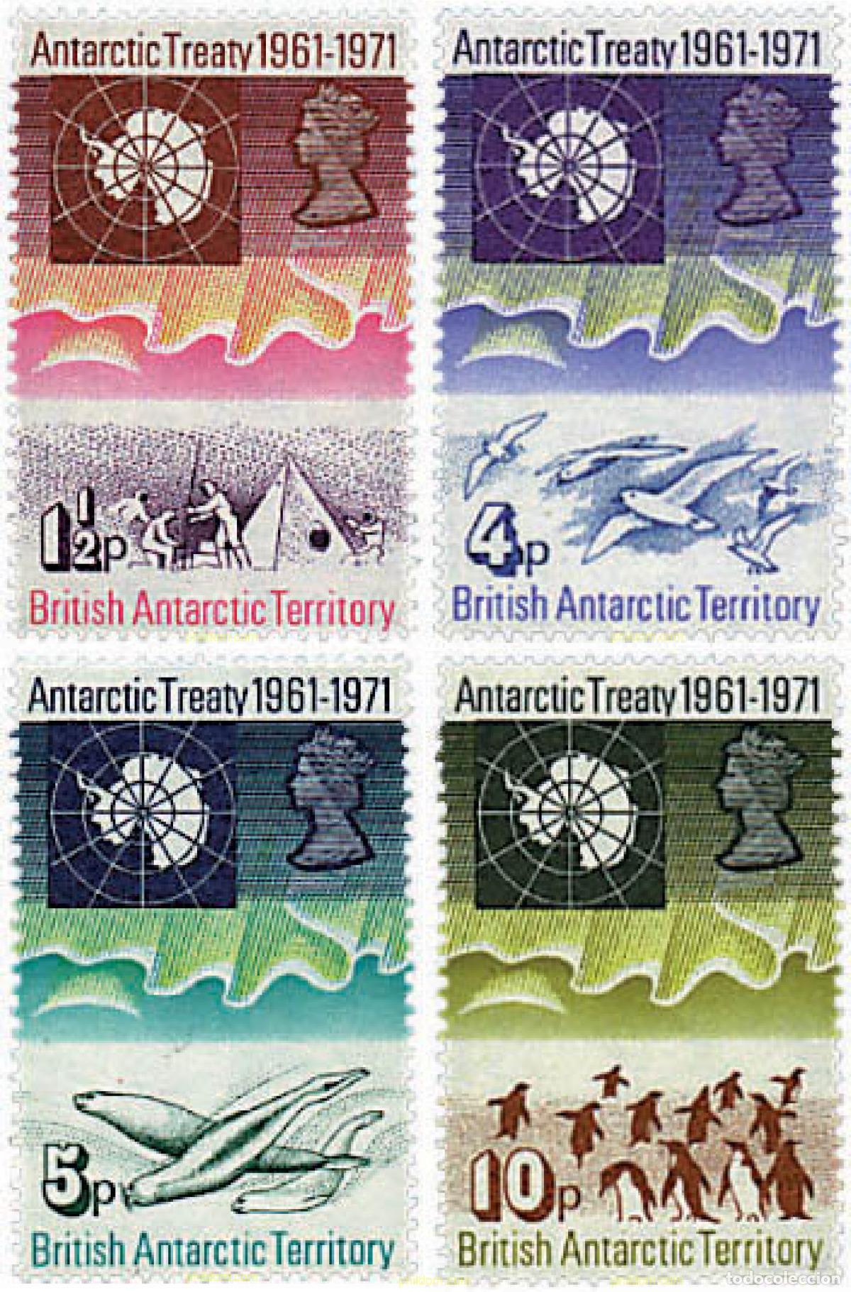 Sellos: 32608 MNH ANTARTIDA BRITANICA 1971 10 ANIVERSARIO DEL TRATADO DE LA ANTARTIDA