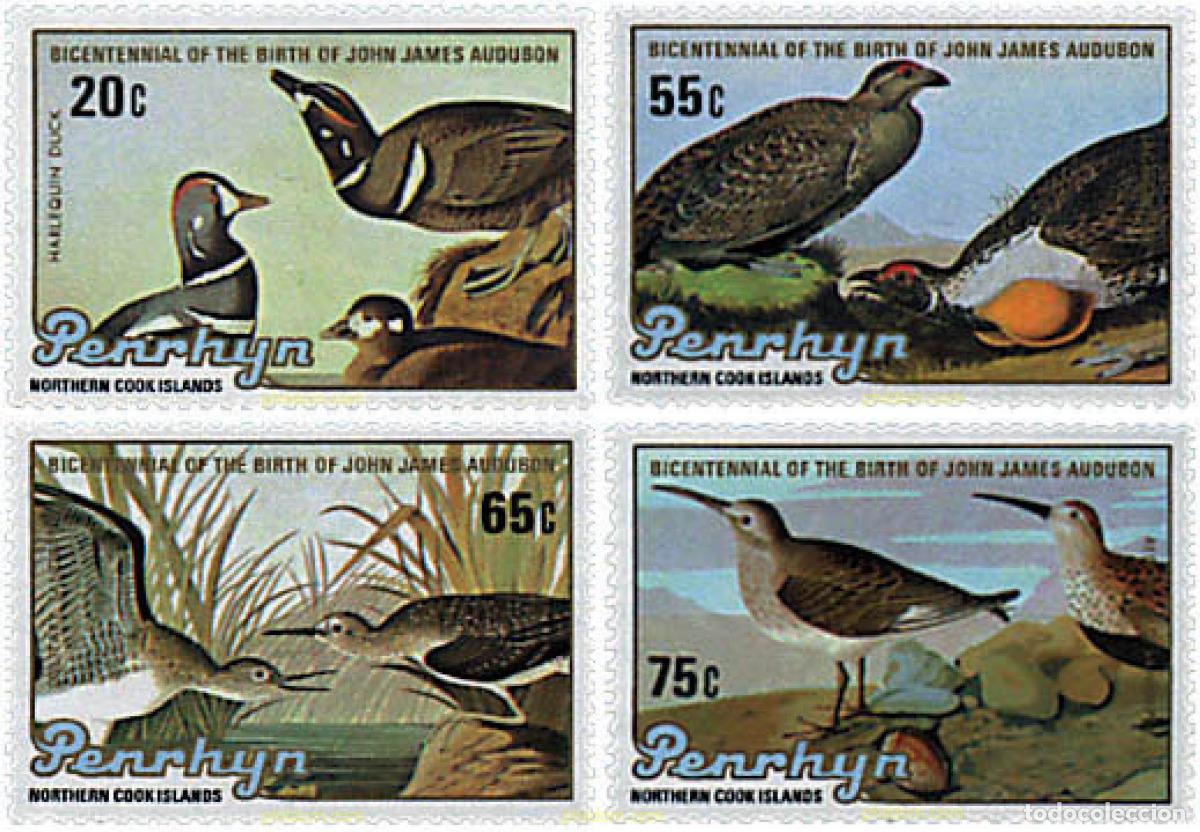 Sellos: 54928 MNH PENRHYN 1985 BICENTENARIO DEL NACIMIENTO DEL ORNITOLOGO J.J. AUDUBON