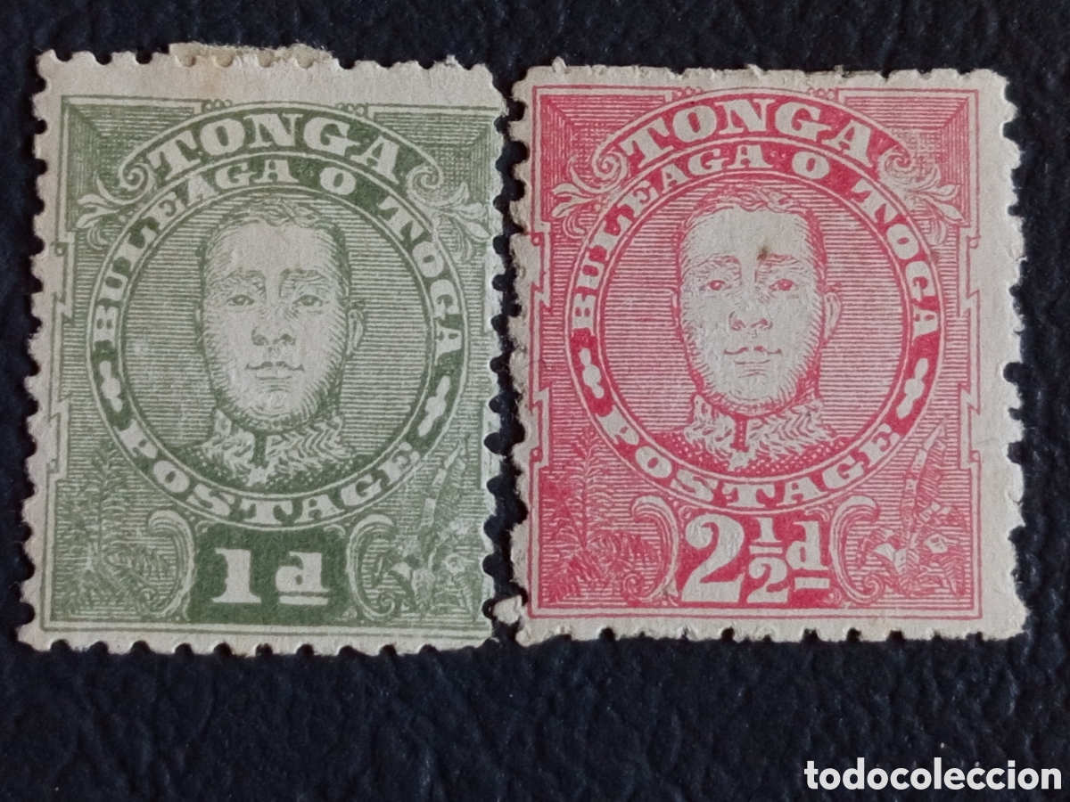 Sellos: Lote 2 Sellos Tonga (1895) Rey Tupou II Mi. 29, 31 MH