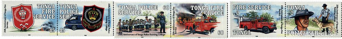Sellos: 5926 MNH TONGA 1993 25 ANIVERSARIO DEL SERVICIO DE BOMBEROS Y DE LA ESCUELA DE POLICIA