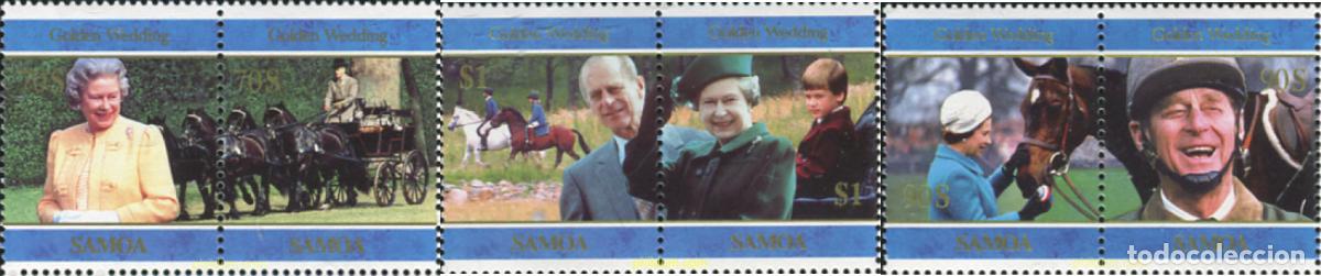 Sellos: 147925 MNH SAMOA 1997 50 ANIVERSARIO DE LA BODA DE ISABEL II