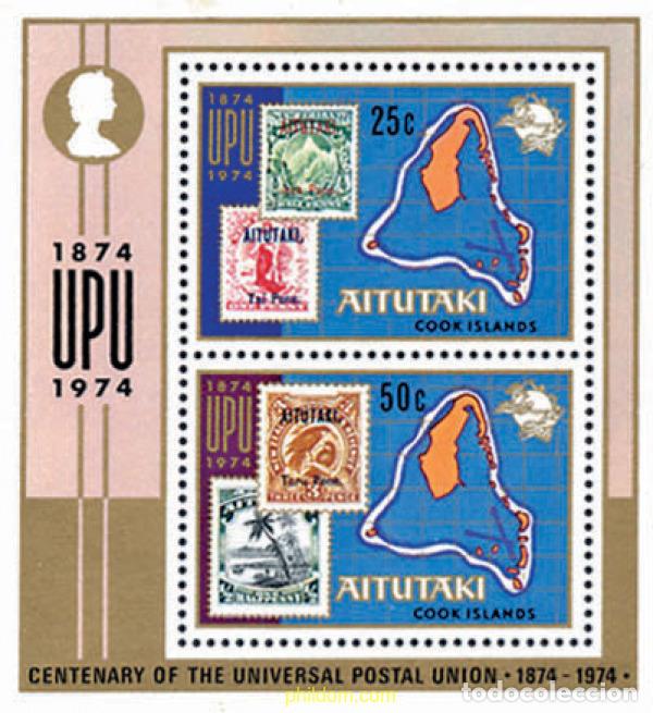 Sellos: 53575 MNH AITUTAKI 1974 CENTENARIO DE LA UNION POSTAL UNIVERSAL