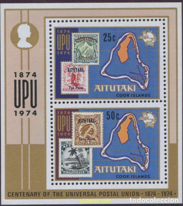 Sellos: 660276 MNH AITUTAKI 1974 CENTENARIO DE LA UNION POSTAL UNIVERSAL
