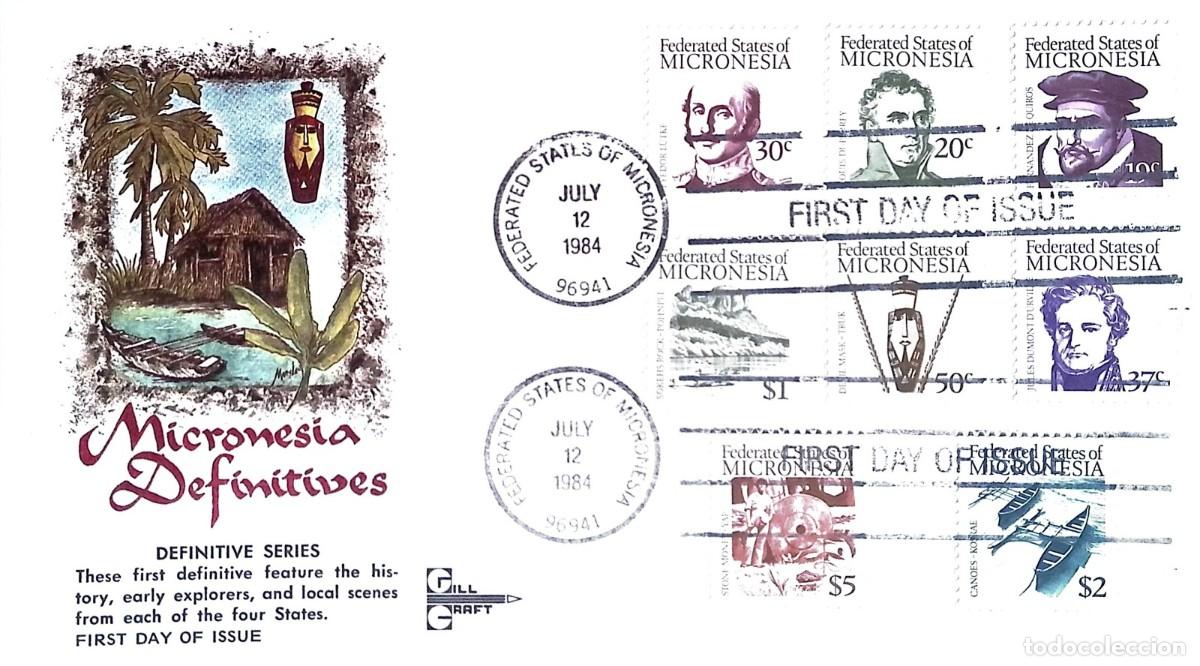 Sellos: O) 1984 MICRONESIA, EXPLORERS, PERDRO FERNANDEZ QUIROS - , DISCOVERY POHNPEI, LOUIS DUPERREY, FYEDO
