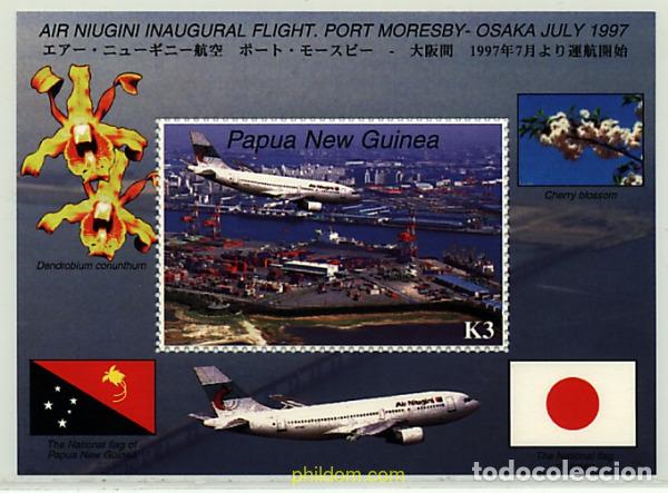 Sellos: 94161 MNH PAPUA NUEVA GUINEA 1997 VUELO INAGURAL ENTRE PORT MORESBY-OSAKA, JULIO DE 1997