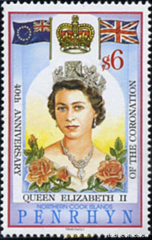 Sellos: 40780 MNH PENRHYN 1993 40 ANIVERSARIO DE LA CORONACION DE ISABEL II