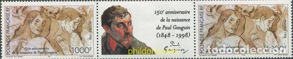 Sellos: 682355 MNH POLINESIA FRANCESA 1998 150 ANIVERSARIO DEL NACIMIENTO DEL PINTOR PAUL GAUGUIN
