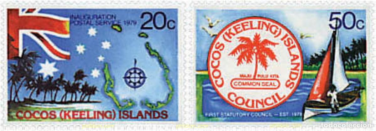 Sellos: 44225 MNH COCOS Islas 1979 INAUGURACION DEL SERVICIO POSTAL Y DEL PRIMER CONSEJO ESTATUARIO