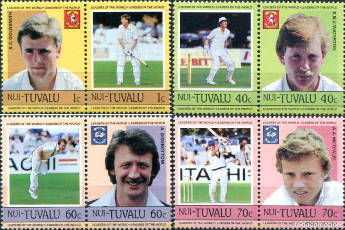Sellos: 299155 MNH TUVALU. Nui 1985 JUGADORES DE CRICKET