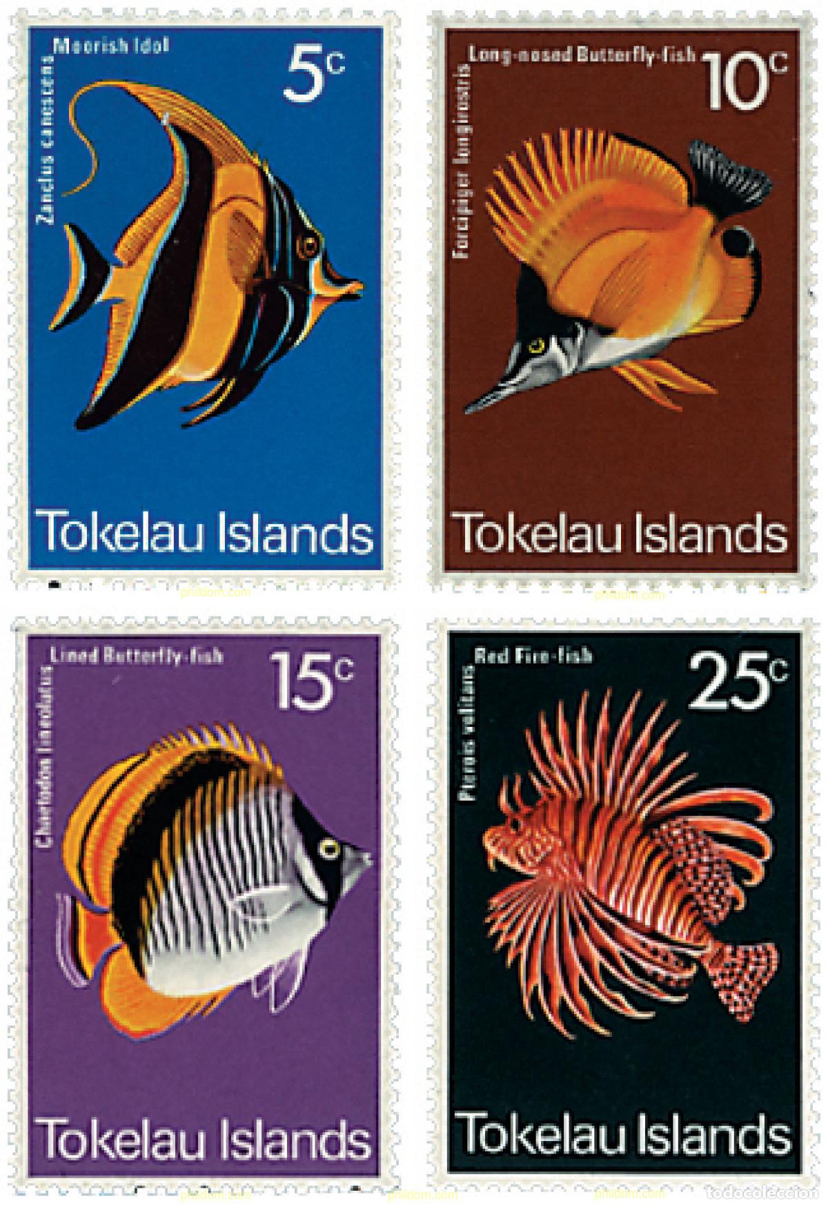 Sellos: 45584 MNH TOKELAU 1975 PECES TROPICALES