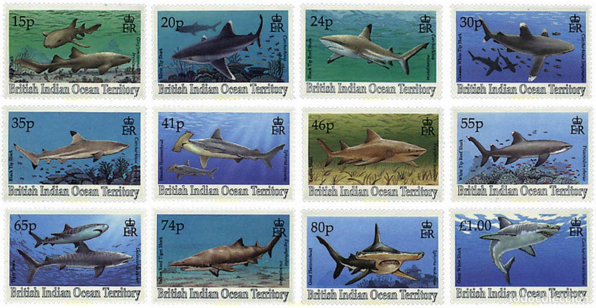 Sellos: 72861 MNH OCEANO INDICO BRITANICO 1994 FAUNA MARINA. TIBURONES