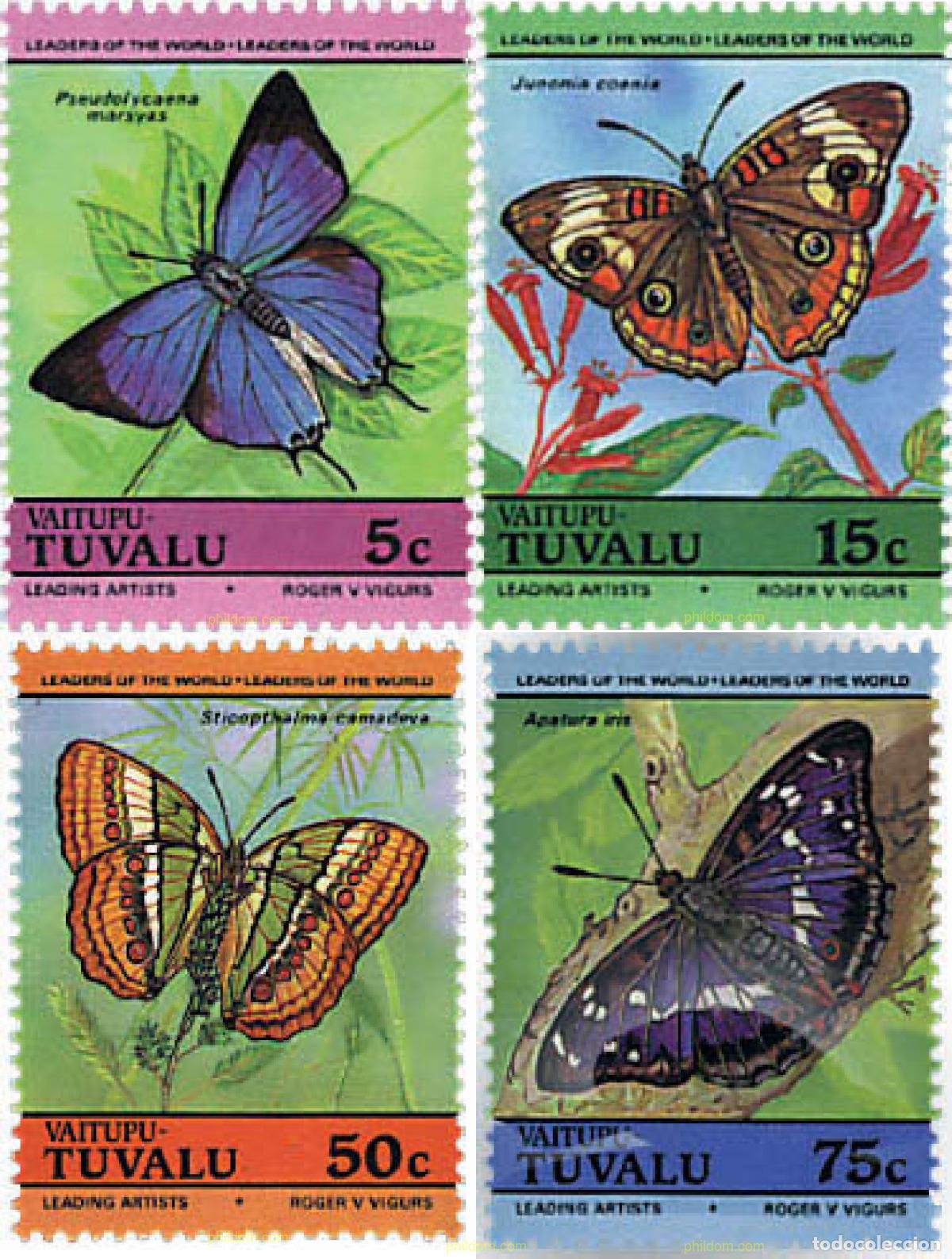 Sellos: 652809 MNH TUVALU. Vaitupu 1985 MARIPOSAS