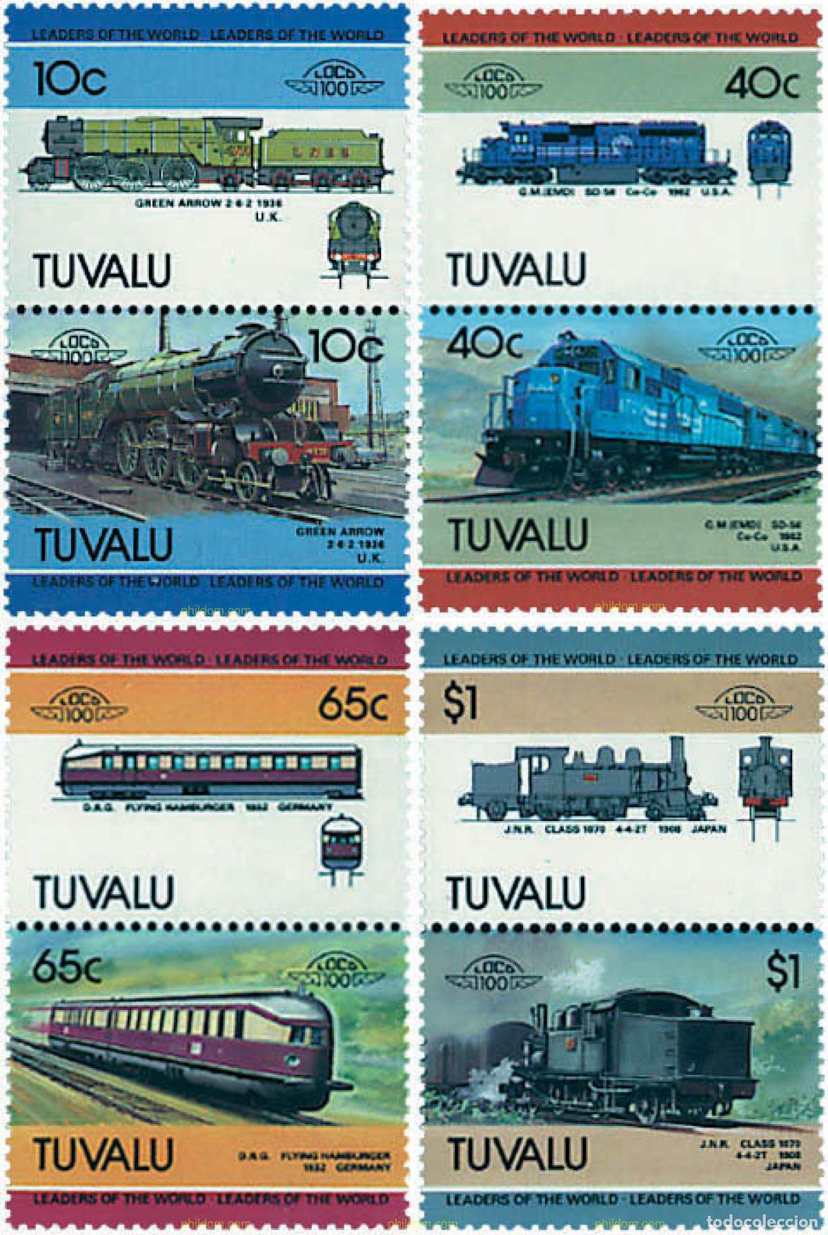Sellos: 6336 MNH TUVALU 1985 LOCOMOTORAS