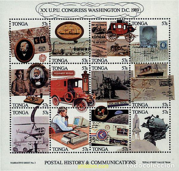 Sellos: 59211 MNH TONGA 1989 20 CONGRESO DE LA UPU