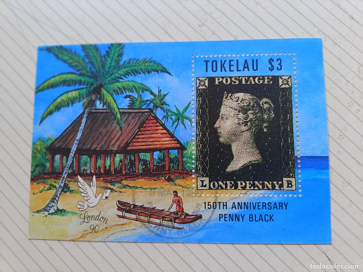 Selos: Islas Tokelau, hoja bloque. Penny black
