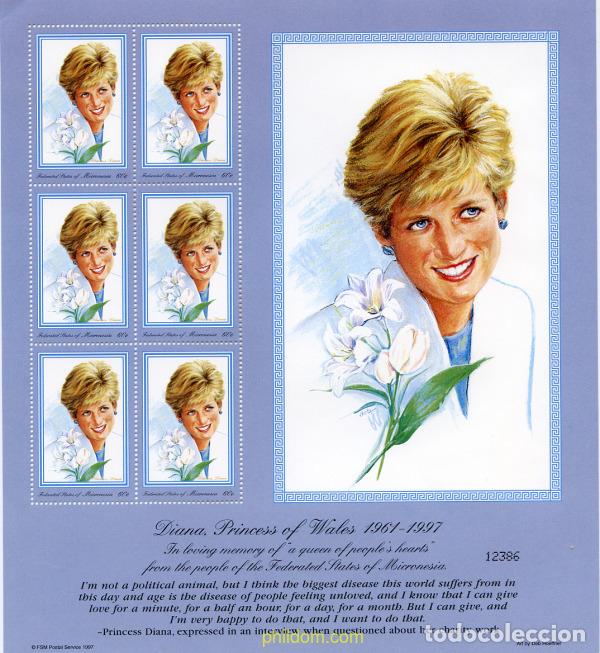 Sellos: 11449 MNH MICRONESIA 1997 HOMENAJE A LA PRINCESA DIANA DE GALES