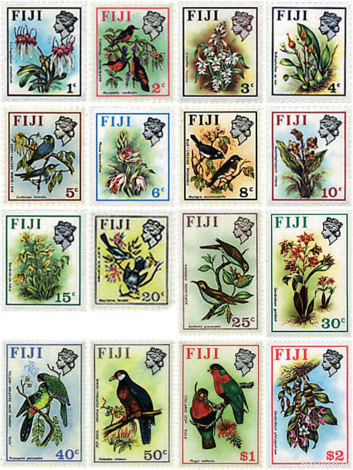 Sellos: 88906 MNH FIJI 1971 FLORES Y AVES
