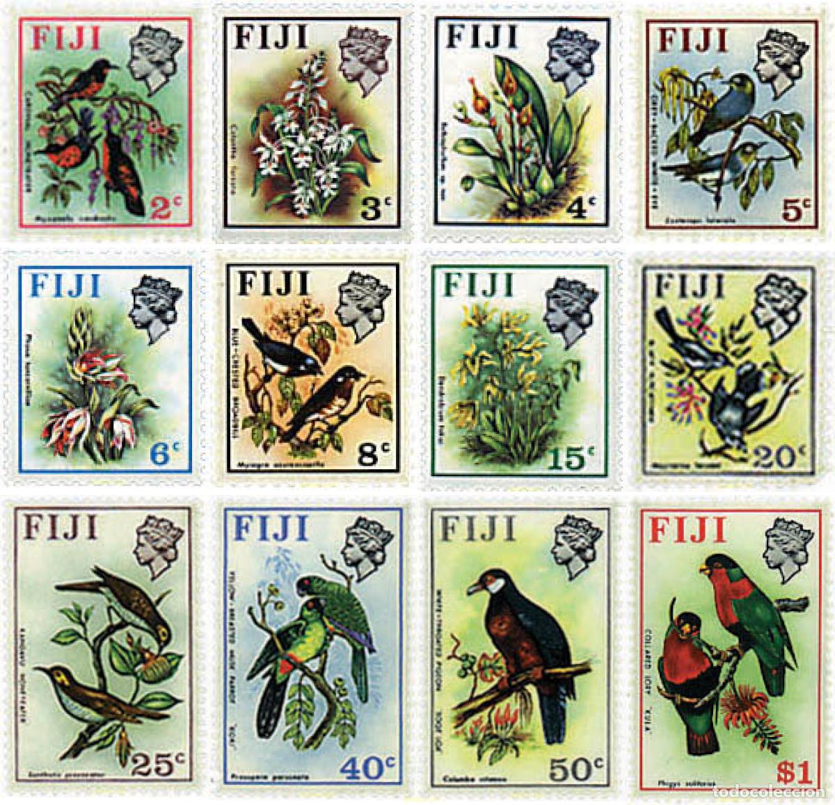 Sellos: 340172 MNH FIJI 1971 FLORES Y AVES